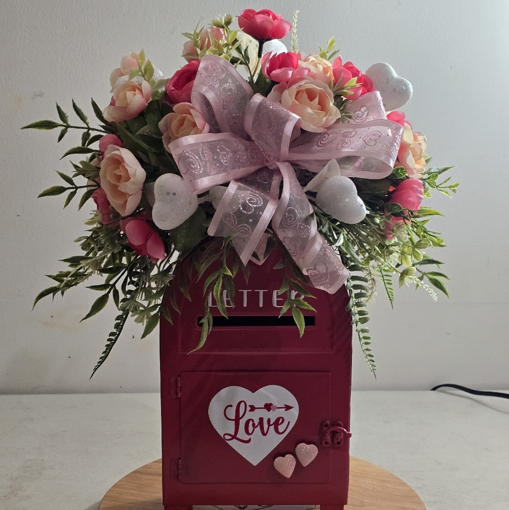 Charming Red Floral Mailbox Accent